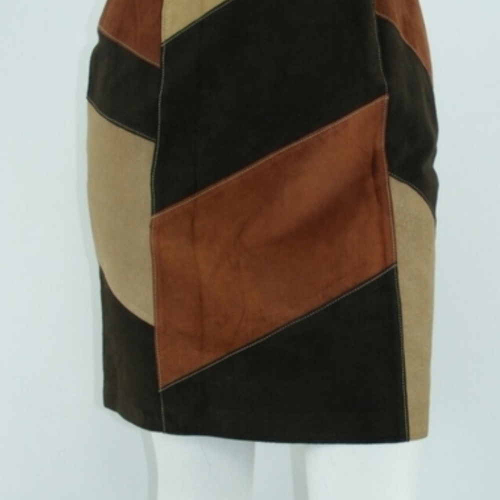 Apostrophe Leather Y2K Vintage Pencil Skirt Brown Tan And Rust Size 8 EUC Lined